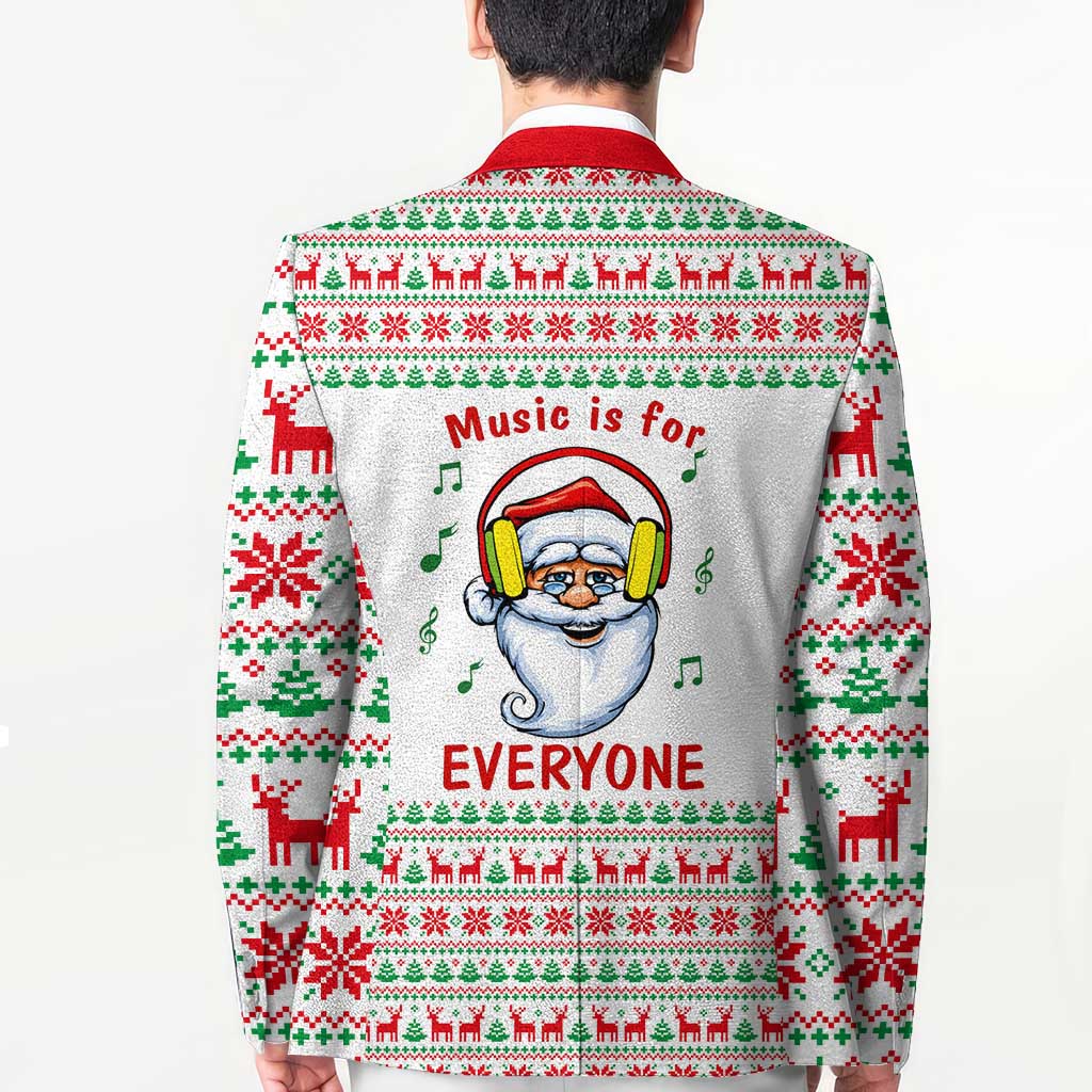Funny Santa Music Is For Everyone Christmas Blazer Xmas Holiday Patterns - Wonder Print Shop