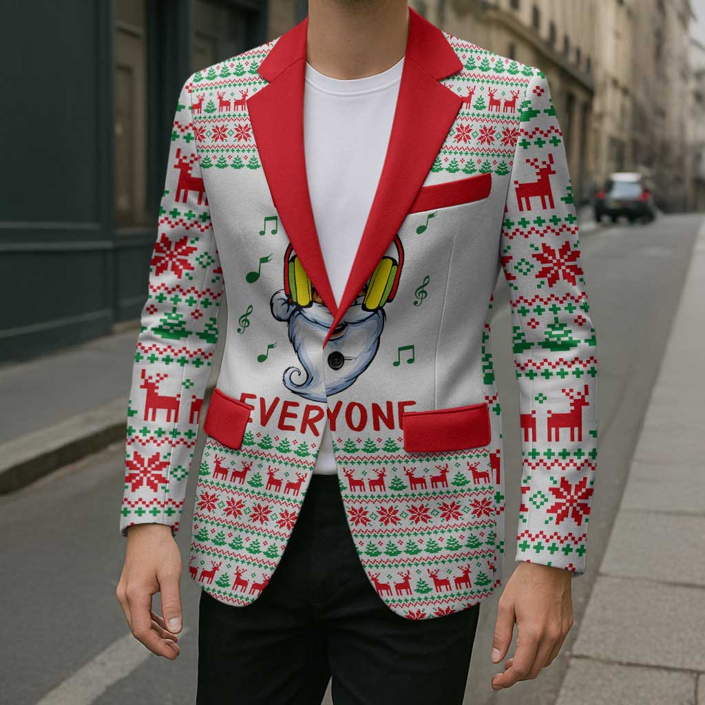 Funny Santa Music Is For Everyone Christmas Blazer Xmas Holiday Patterns - Wonder Print Shop