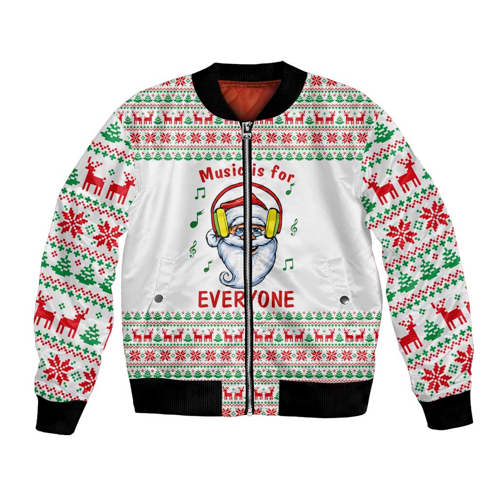 Funny Santa Music Is For Everyone Christmas Bomber Jacket Xmas Holiday Patterns - Wonder Print Shop