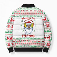Funny Santa Music Is For Everyone Christmas Bomber Puffer Jacket Xmas Holiday Patterns - Wonder Print Shop