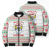 Funny Santa Music Is For Everyone Christmas Bomber Puffer Jacket Xmas Holiday Patterns - Wonder Print Shop
