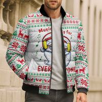 Funny Santa Music Is For Everyone Christmas Bomber Puffer Jacket Xmas Holiday Patterns - Wonder Print Shop