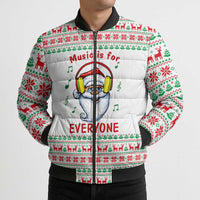 Funny Santa Music Is For Everyone Christmas Bomber Puffer Jacket Xmas Holiday Patterns - Wonder Print Shop