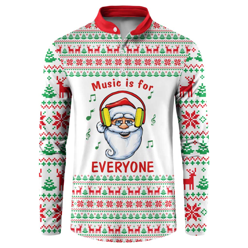 Funny Santa Music Is For Everyone Christmas Button Sweatshirt Xmas Holiday Patterns - Wonder Print Shop