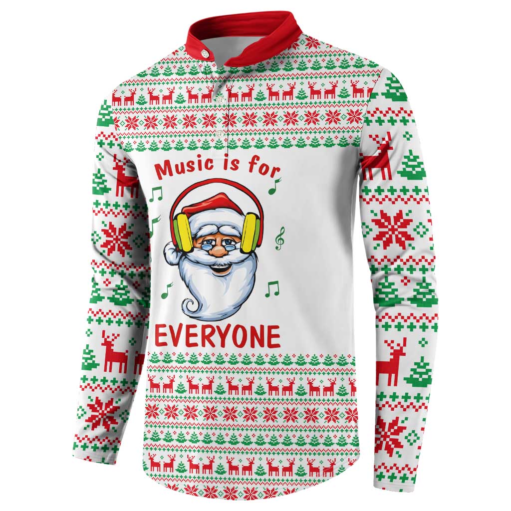 Funny Santa Music Is For Everyone Christmas Button Sweatshirt Xmas Holiday Patterns - Wonder Print Shop