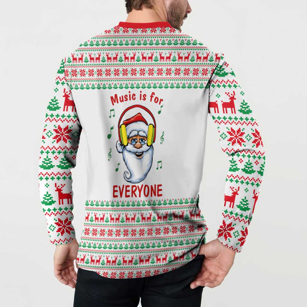 Funny Santa Music Is For Everyone Christmas Button Sweatshirt Xmas Holiday Patterns - Wonder Print Shop
