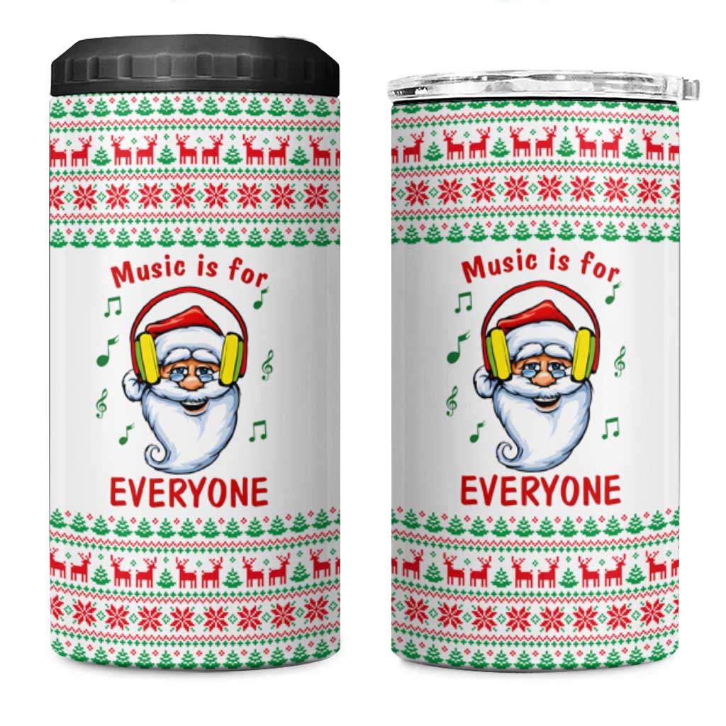 Funny Santa Music Is For Everyone Christmas 4 in 1 Can Cooler Tumbler Xmas Holiday Patterns - Wonder Print Shop
