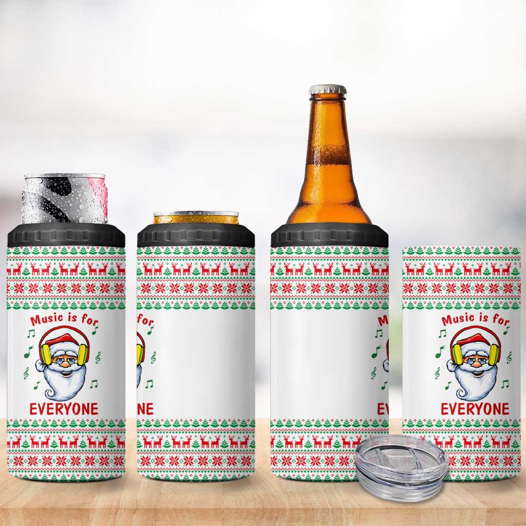 Funny Santa Music Is For Everyone Christmas 4 in 1 Can Cooler Tumbler Xmas Holiday Patterns - Wonder Print Shop