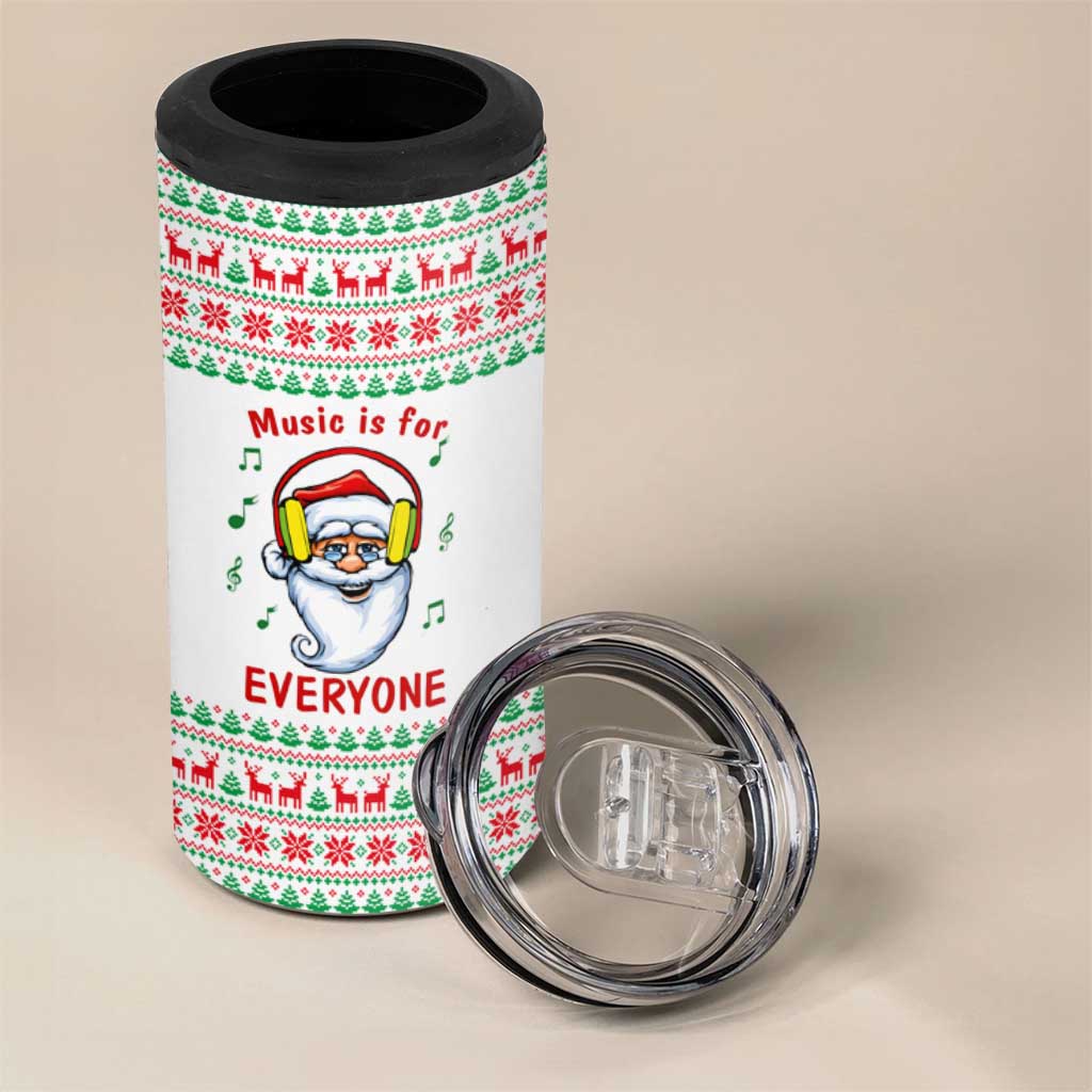 Funny Santa Music Is For Everyone Christmas 4 in 1 Can Cooler Tumbler Xmas Holiday Patterns - Wonder Print Shop