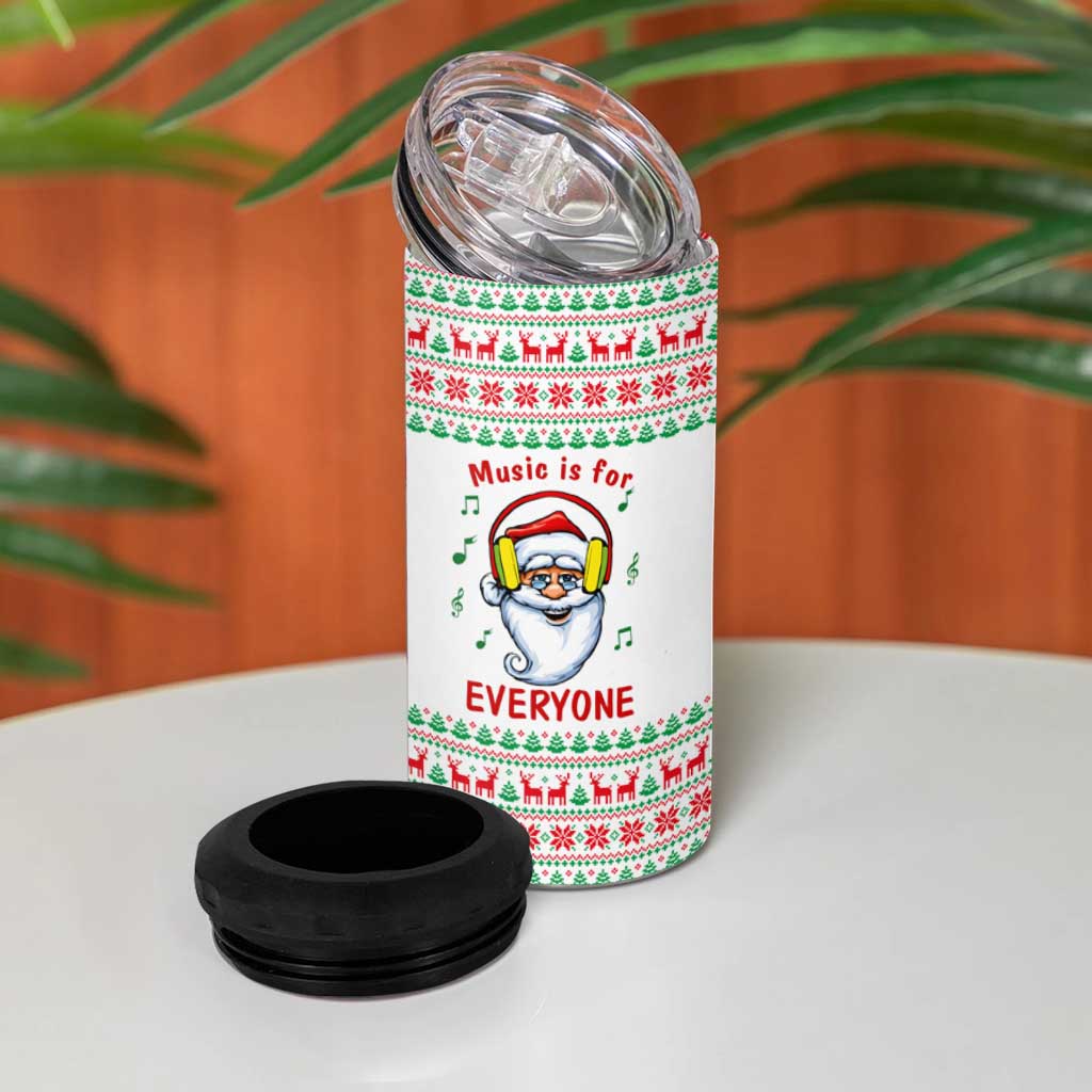 Funny Santa Music Is For Everyone Christmas 4 in 1 Can Cooler Tumbler Xmas Holiday Patterns - Wonder Print Shop