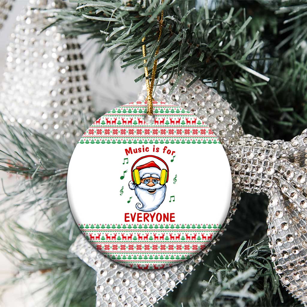Funny Santa Music Is For Everyone Christmas Ceramic Ornament Xmas Holiday Patterns - Wonder Print Shop