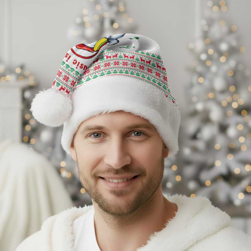 Funny Santa Music Is For Everyone Christmas Santa Hat Xmas Holiday Patterns - Wonder Print Shop