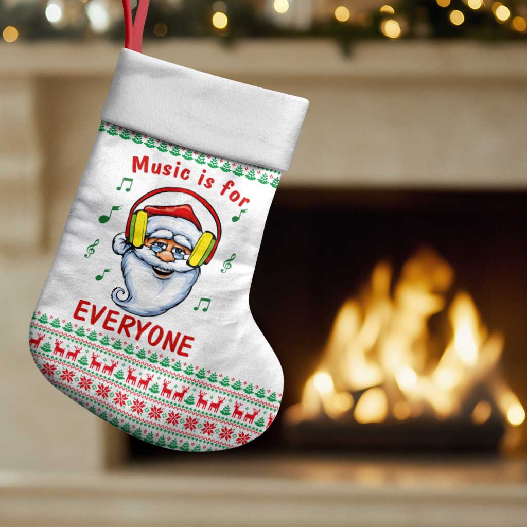 Funny Santa Music Is For Everyone Christmas Stocking Xmas Holiday Patterns - Wonder Print Shop
