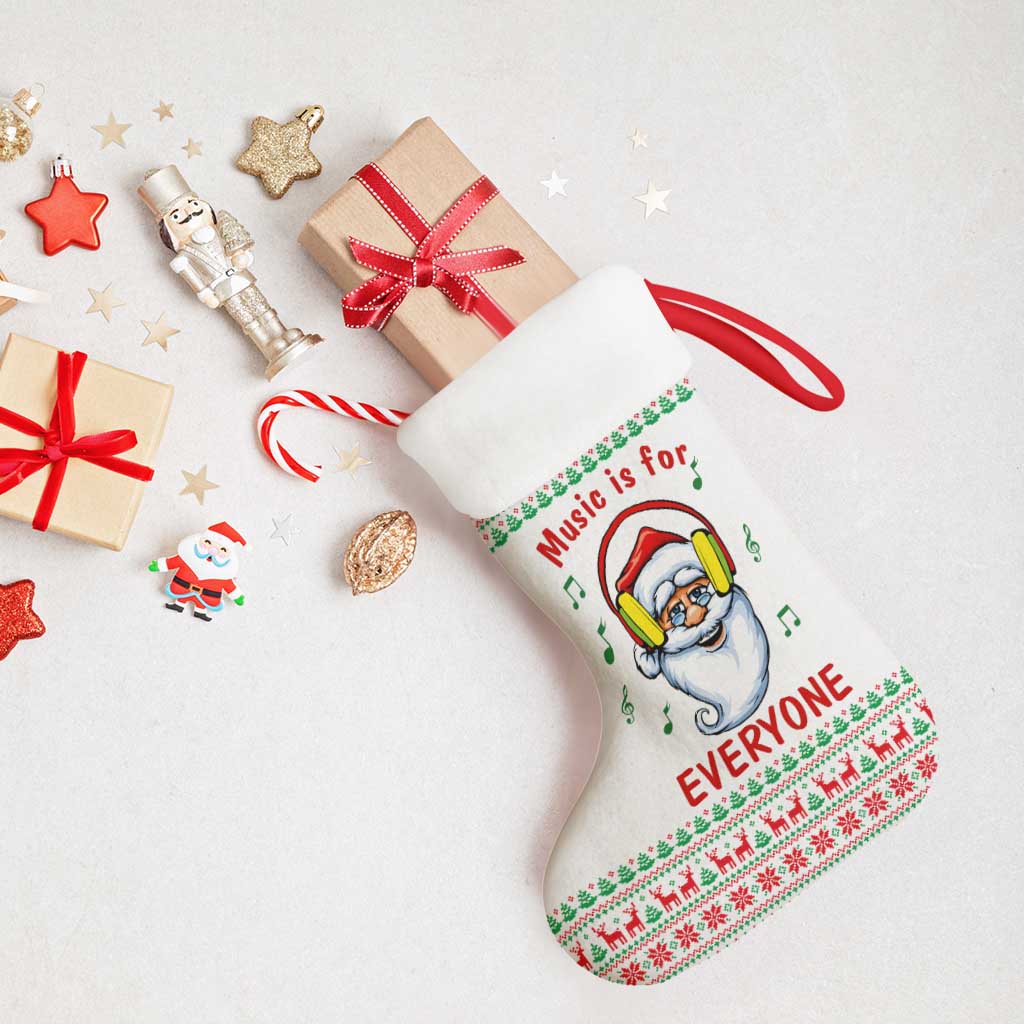 Funny Santa Music Is For Everyone Christmas Stocking Xmas Holiday Patterns - Wonder Print Shop