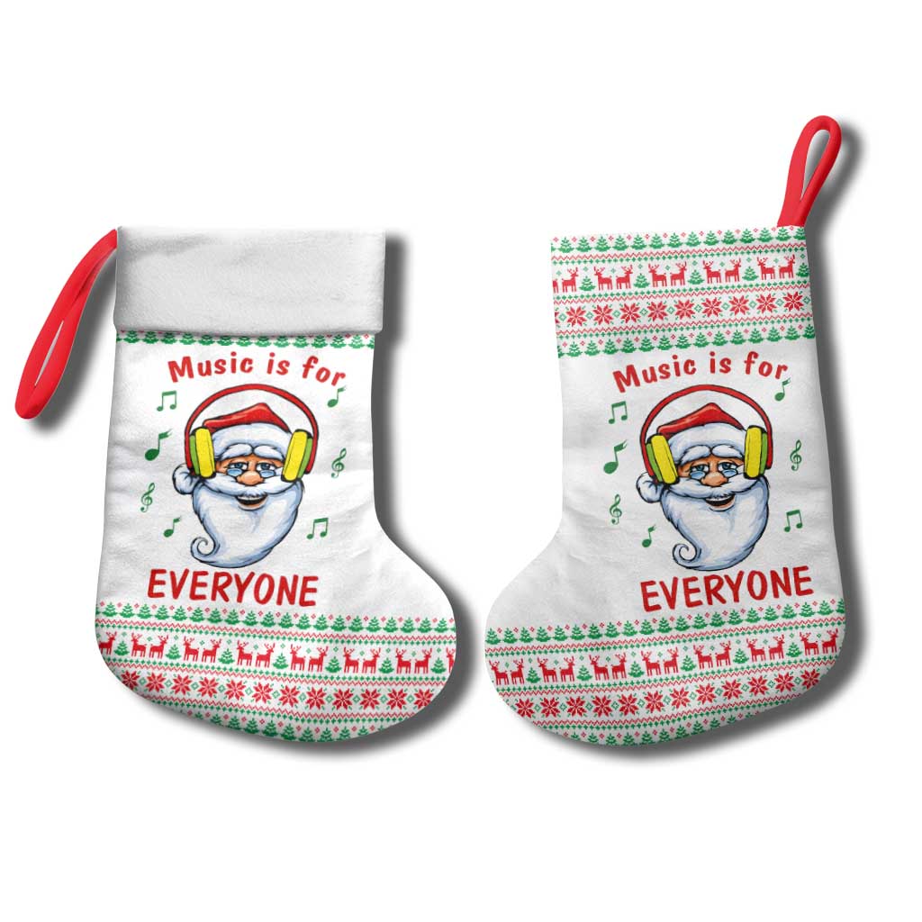 Funny Santa Music Is For Everyone Christmas Stocking Xmas Holiday Patterns - Wonder Print Shop