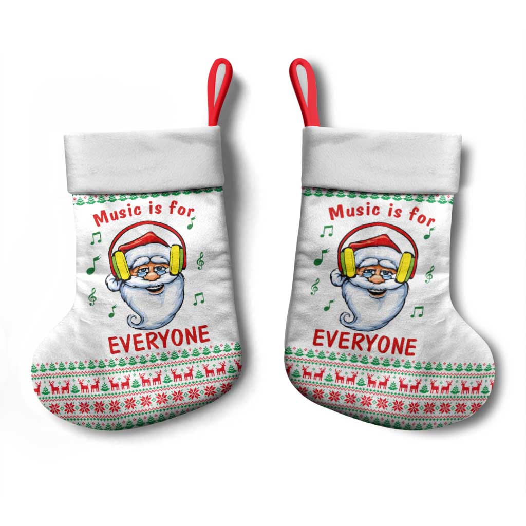 Funny Santa Music Is For Everyone Christmas Stocking Xmas Holiday Patterns - Wonder Print Shop