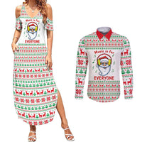 Funny Santa Music Is For Everyone Christmas Couples Matching Summer Maxi Dress and Long Sleeve Button Shirt Xmas Holiday Patterns - Wonder Print Shop