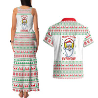 Funny Santa Music Is For Everyone Christmas Couples Matching Tank Maxi Dress and Hawaiian Shirt Xmas Holiday Patterns - Wonder Print Shop
