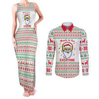 Funny Santa Music Is For Everyone Christmas Couples Matching Tank Maxi Dress and Long Sleeve Button Shirt Xmas Holiday Patterns - Wonder Print Shop