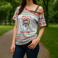 Funny Santa Music Is For Everyone Christmas Cross Shoulder Shirt Xmas Holiday Patterns - Wonder Print Shop