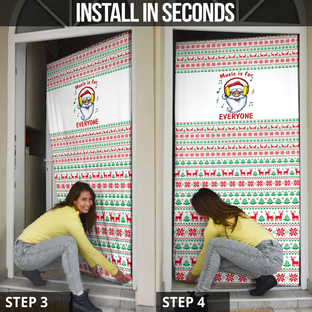 Funny Santa Music Is For Everyone Christmas Door Cover Xmas Holiday Patterns - Wonder Print Shop