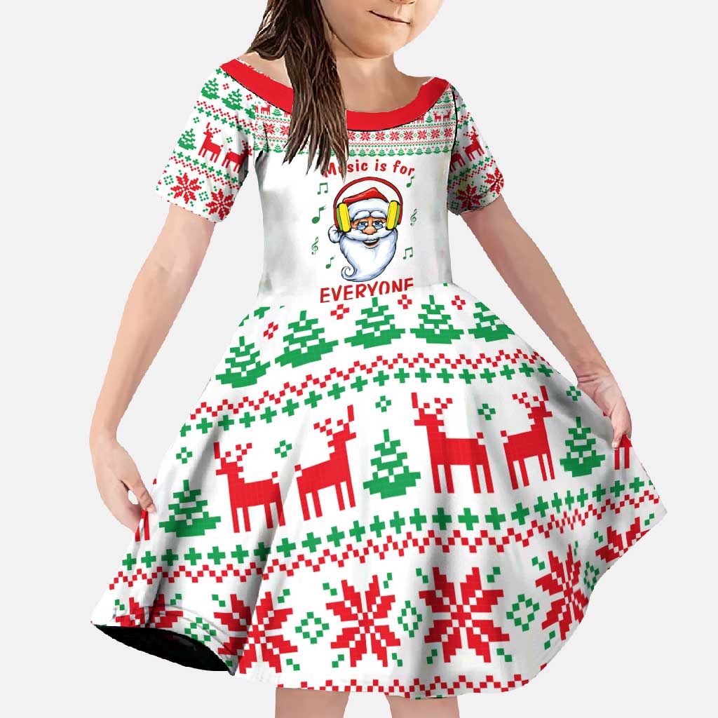 Funny Santa Music Is For Everyone Christmas Family Matching Long Sleeve Bodycon Dress and Hawaiian Shirt Xmas Holiday Patterns - Wonder Print Shop