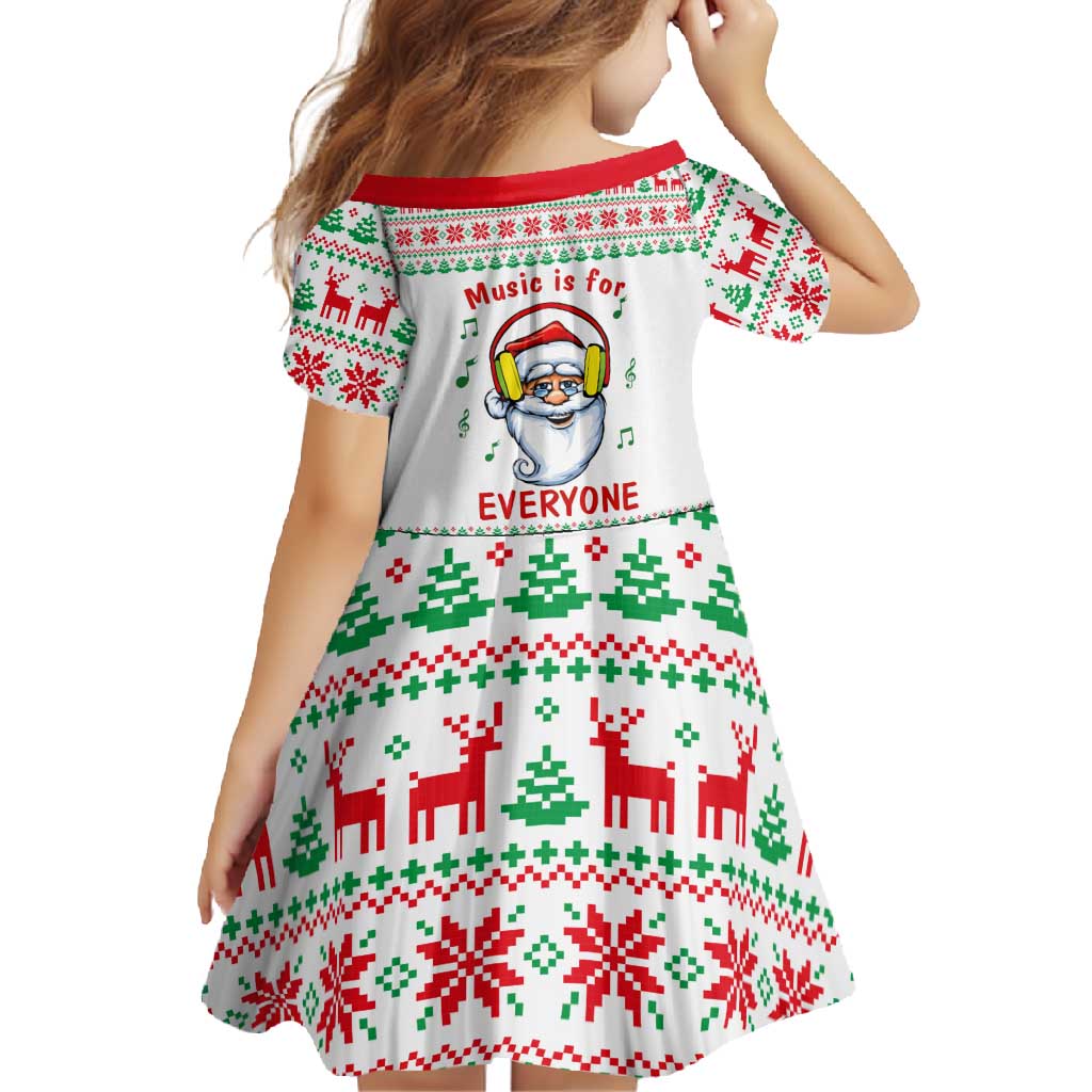 Funny Santa Music Is For Everyone Christmas Family Matching Long Sleeve Bodycon Dress and Hawaiian Shirt Xmas Holiday Patterns - Wonder Print Shop