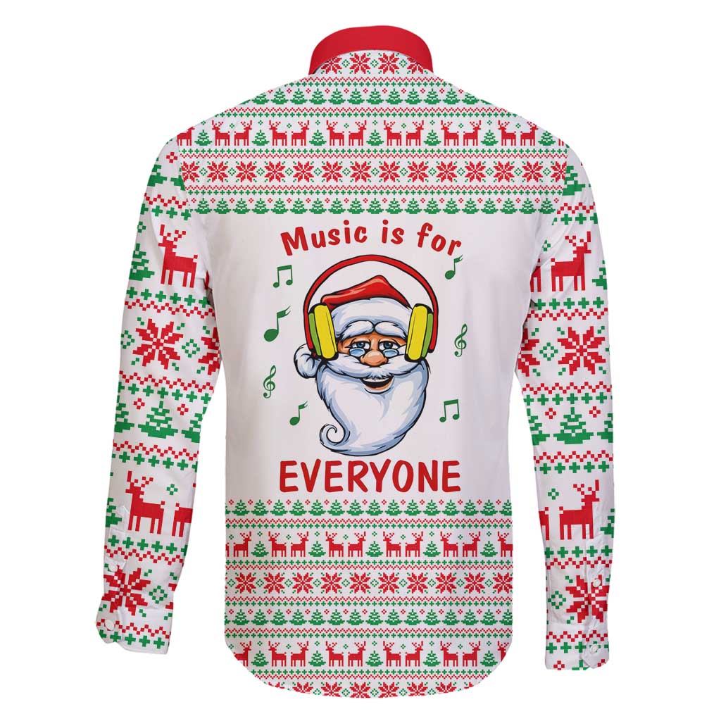 Funny Santa Music Is For Everyone Christmas Family Matching Long Sleeve Bodycon Dress and Hawaiian Shirt Xmas Holiday Patterns - Wonder Print Shop