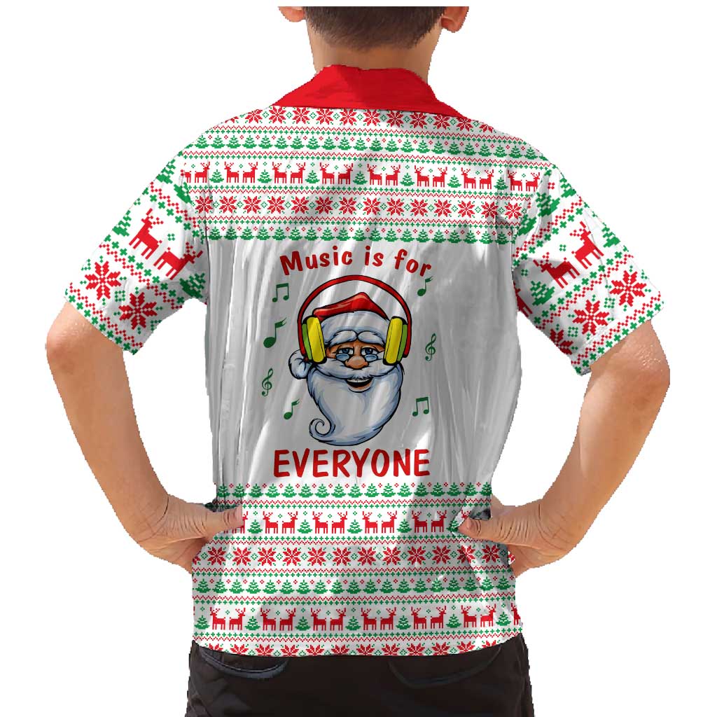 Funny Santa Music Is For Everyone Christmas Family Matching Mermaid Dress and Hawaiian Shirt Xmas Holiday Patterns - Wonder Print Shop