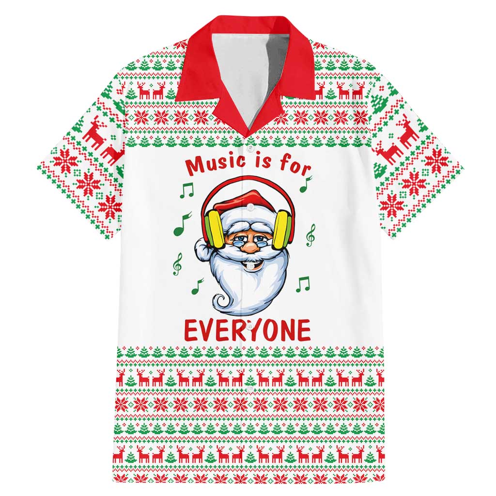 Funny Santa Music Is For Everyone Christmas Family Matching Mermaid Dress and Hawaiian Shirt Xmas Holiday Patterns - Wonder Print Shop