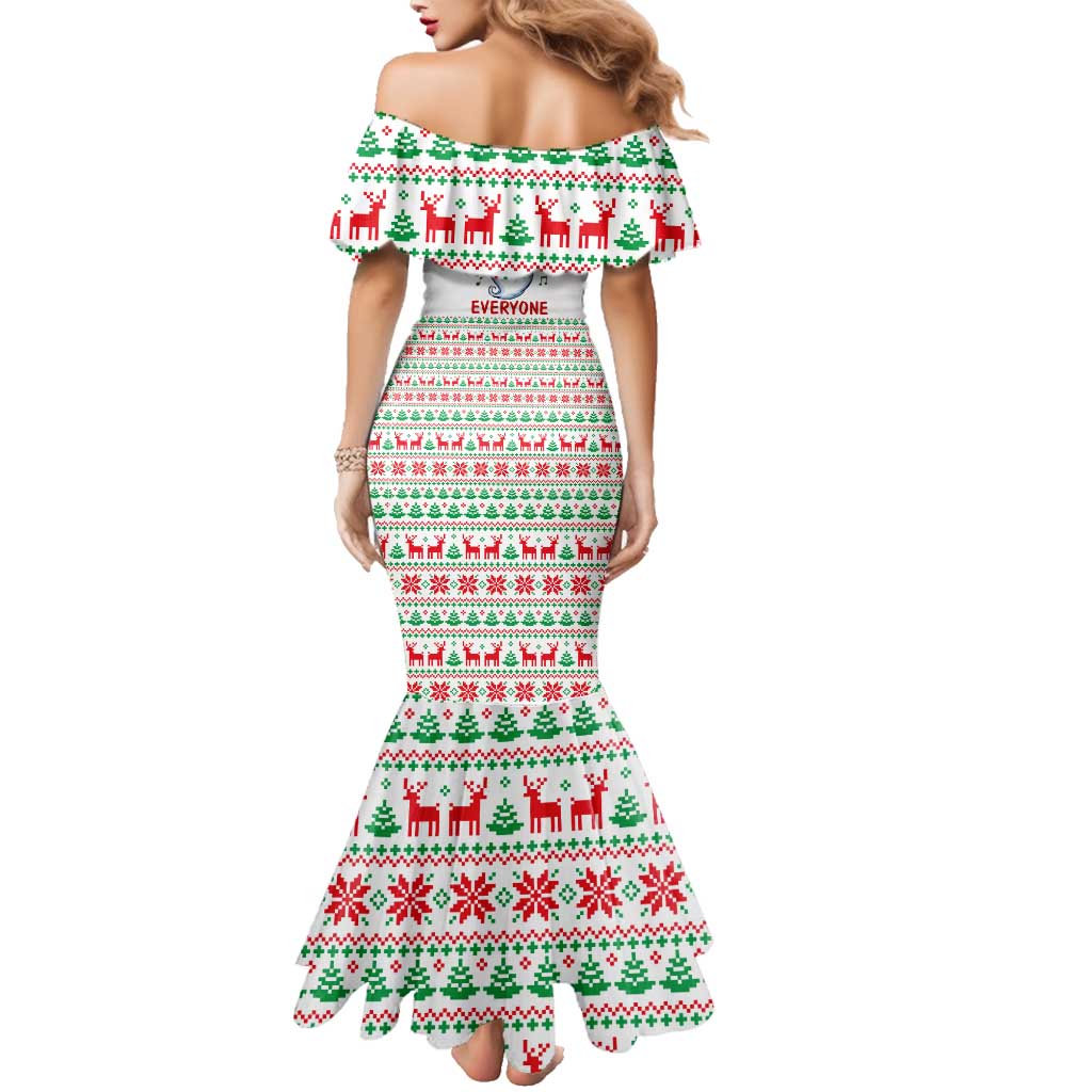 Funny Santa Music Is For Everyone Christmas Family Matching Mermaid Dress and Hawaiian Shirt Xmas Holiday Patterns - Wonder Print Shop