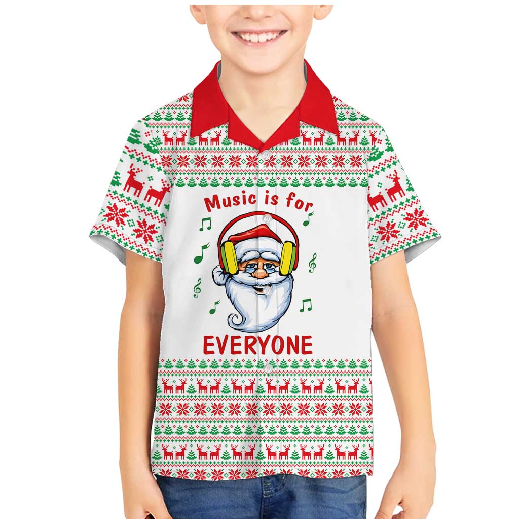 Funny Santa Music Is For Everyone Christmas Family Matching Mermaid Dress and Hawaiian Shirt Xmas Holiday Patterns - Wonder Print Shop