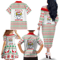 Funny Santa Music Is For Everyone Christmas Family Matching Off The Shoulder Long Sleeve Dress and Hawaiian Shirt Xmas Holiday Patterns - Wonder Print Shop