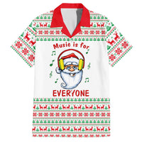 Funny Santa Music Is For Everyone Christmas Family Matching Off The Shoulder Long Sleeve Dress and Hawaiian Shirt Xmas Holiday Patterns - Wonder Print Shop
