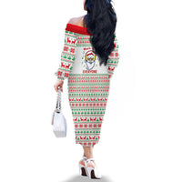 Funny Santa Music Is For Everyone Christmas Family Matching Off The Shoulder Long Sleeve Dress and Hawaiian Shirt Xmas Holiday Patterns - Wonder Print Shop