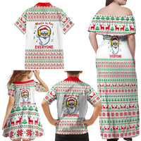 Funny Santa Music Is For Everyone Christmas Family Matching Off Shoulder Maxi Dress and Hawaiian Shirt Xmas Holiday Patterns - Wonder Print Shop