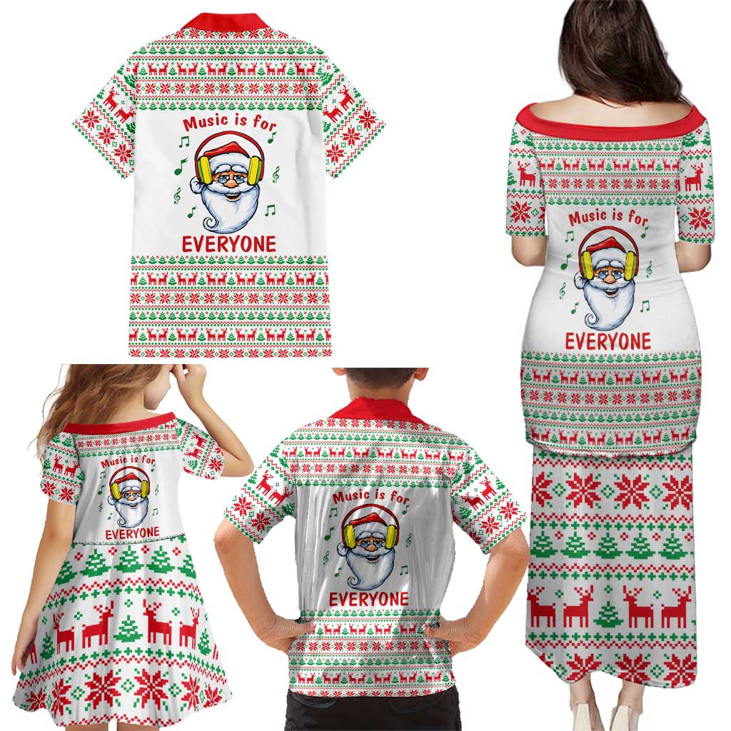 Funny Santa Music Is For Everyone Christmas Family Matching Puletasi and Hawaiian Shirt Xmas Holiday Patterns - Wonder Print Shop