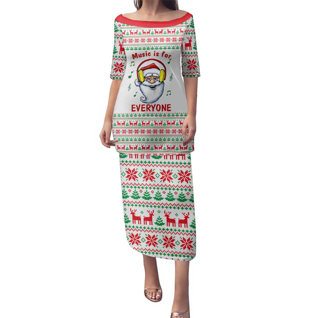 Funny Santa Music Is For Everyone Christmas Family Matching Puletasi and Hawaiian Shirt Xmas Holiday Patterns - Wonder Print Shop