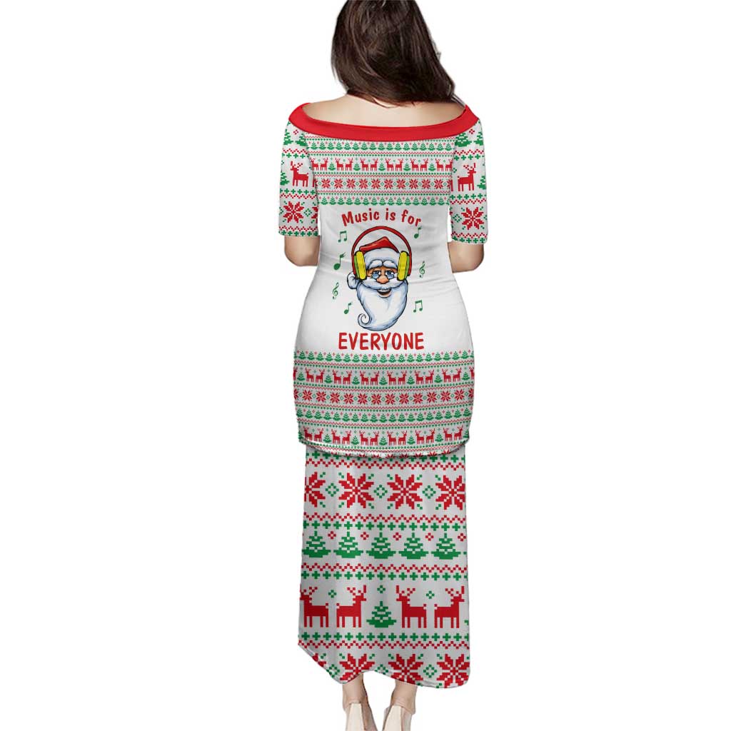 Funny Santa Music Is For Everyone Christmas Family Matching Puletasi and Hawaiian Shirt Xmas Holiday Patterns - Wonder Print Shop