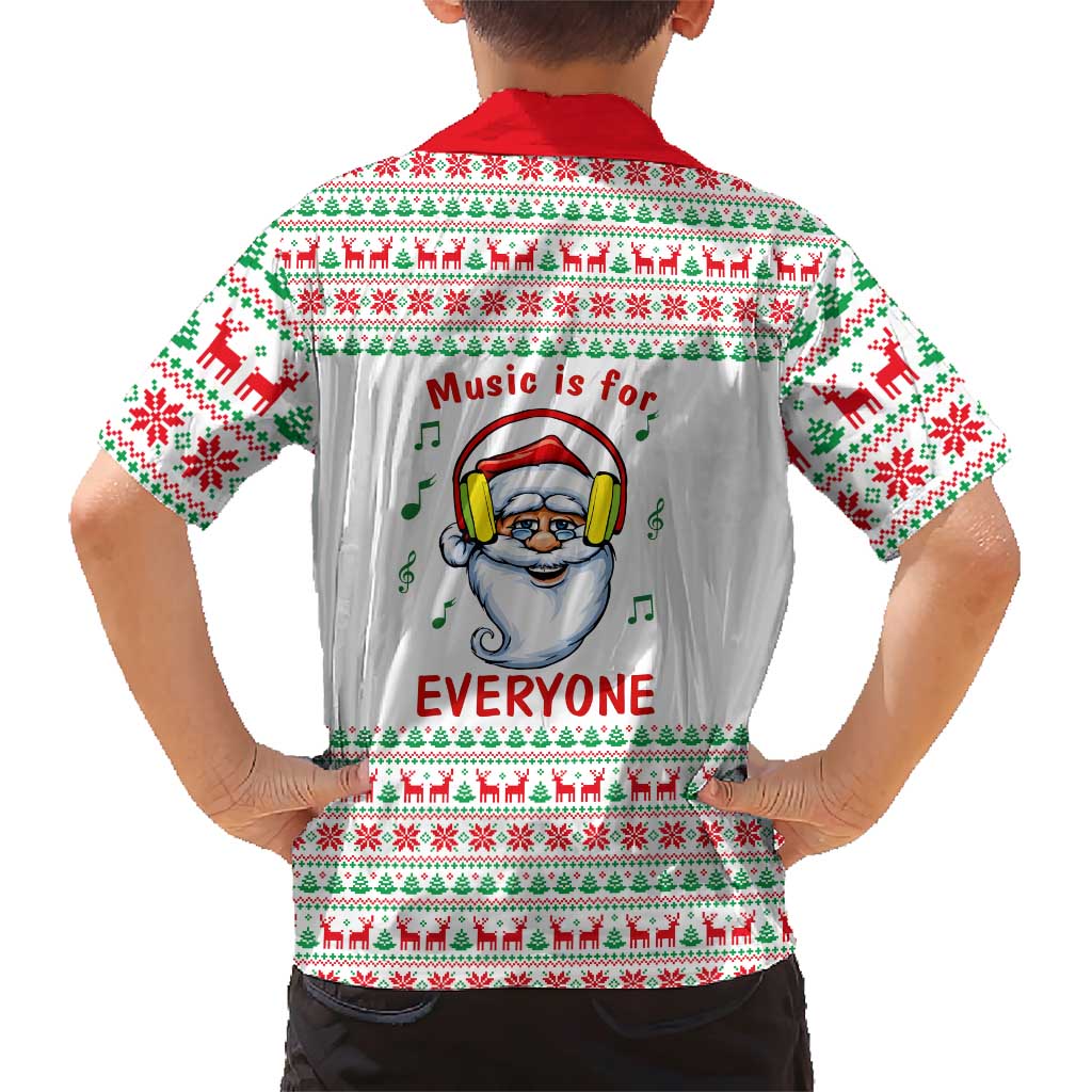 Funny Santa Music Is For Everyone Christmas Family Matching Short Sleeve Bodycon Dress and Hawaiian Shirt Xmas Holiday Patterns - Wonder Print Shop