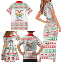Funny Santa Music Is For Everyone Christmas Family Matching Short Sleeve Bodycon Dress and Hawaiian Shirt Xmas Holiday Patterns - Wonder Print Shop