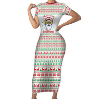 Funny Santa Music Is For Everyone Christmas Family Matching Short Sleeve Bodycon Dress and Hawaiian Shirt Xmas Holiday Patterns - Wonder Print Shop