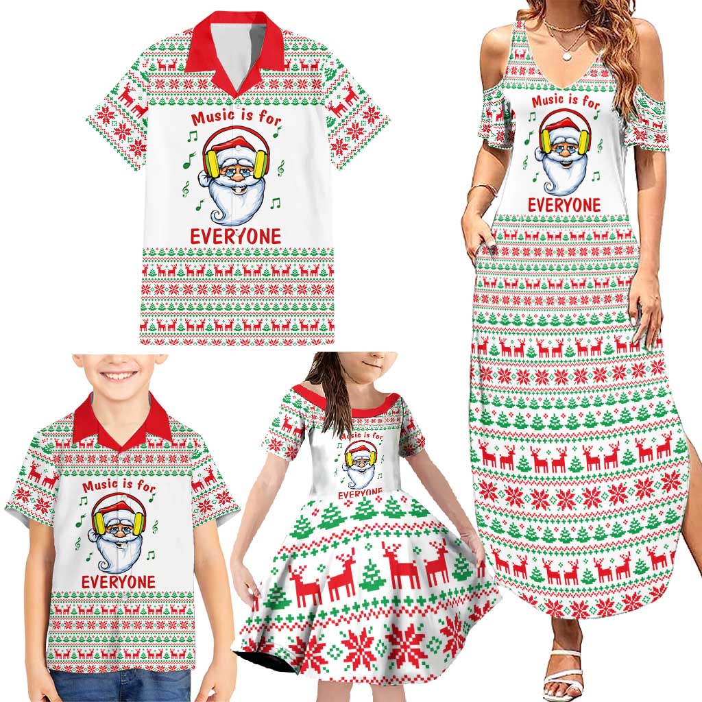 Funny Santa Music Is For Everyone Christmas Family Matching Summer Maxi Dress and Hawaiian Shirt Xmas Holiday Patterns - Wonder Print Shop