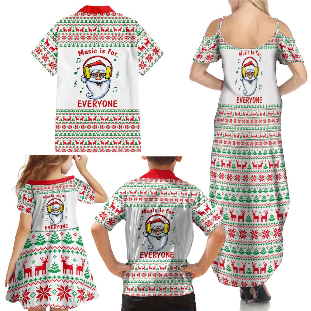 Funny Santa Music Is For Everyone Christmas Family Matching Summer Maxi Dress and Hawaiian Shirt Xmas Holiday Patterns - Wonder Print Shop