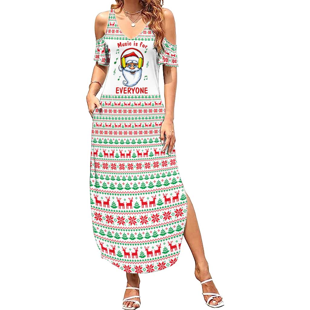 Funny Santa Music Is For Everyone Christmas Family Matching Summer Maxi Dress and Hawaiian Shirt Xmas Holiday Patterns - Wonder Print Shop