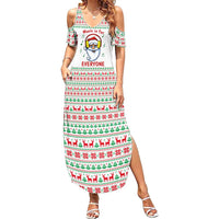 Funny Santa Music Is For Everyone Christmas Family Matching Summer Maxi Dress and Hawaiian Shirt Xmas Holiday Patterns - Wonder Print Shop