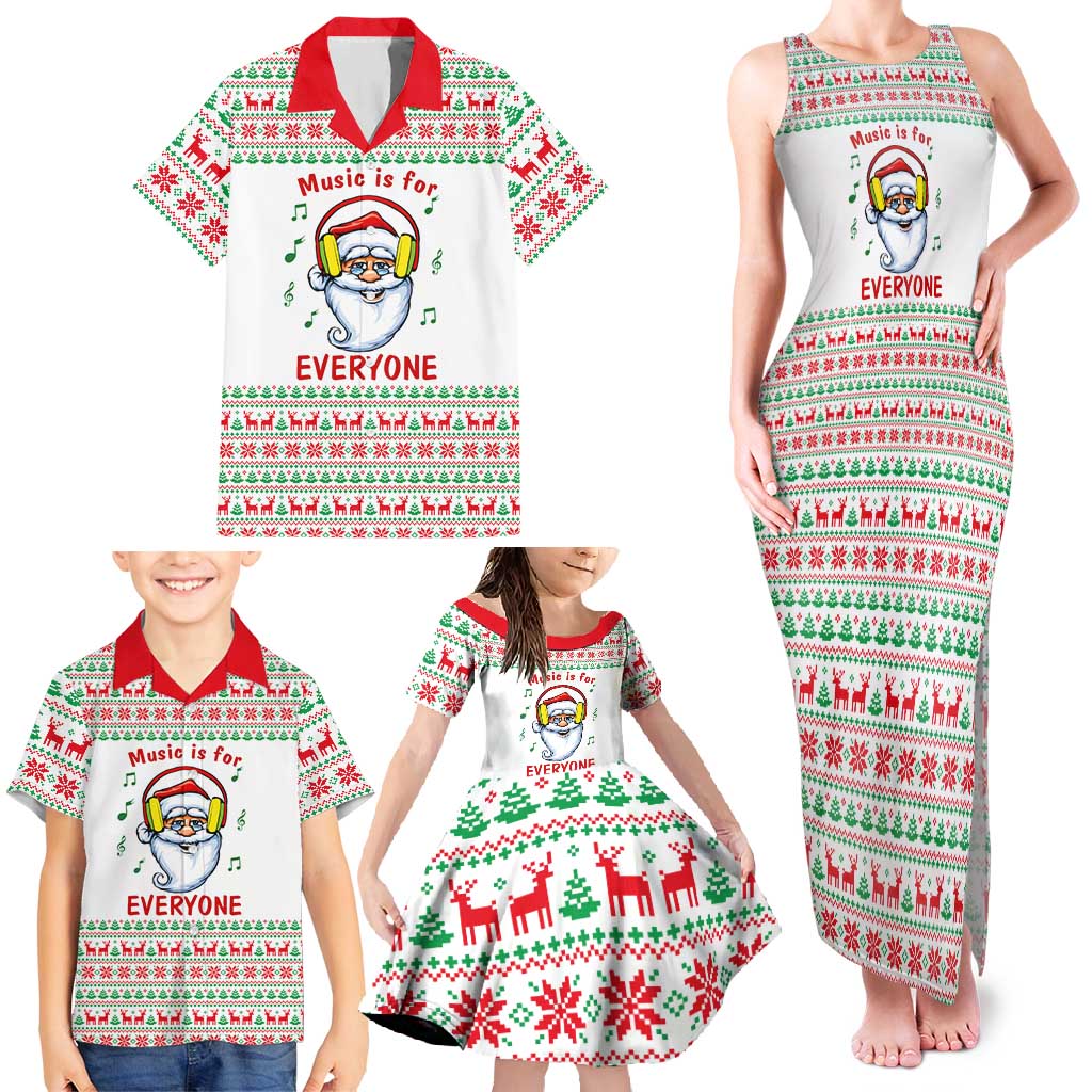 Funny Santa Music Is For Everyone Christmas Family Matching Tank Maxi Dress and Hawaiian Shirt Xmas Holiday Patterns - Wonder Print Shop