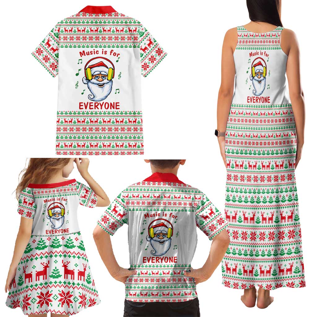 Funny Santa Music Is For Everyone Christmas Family Matching Tank Maxi Dress and Hawaiian Shirt Xmas Holiday Patterns - Wonder Print Shop
