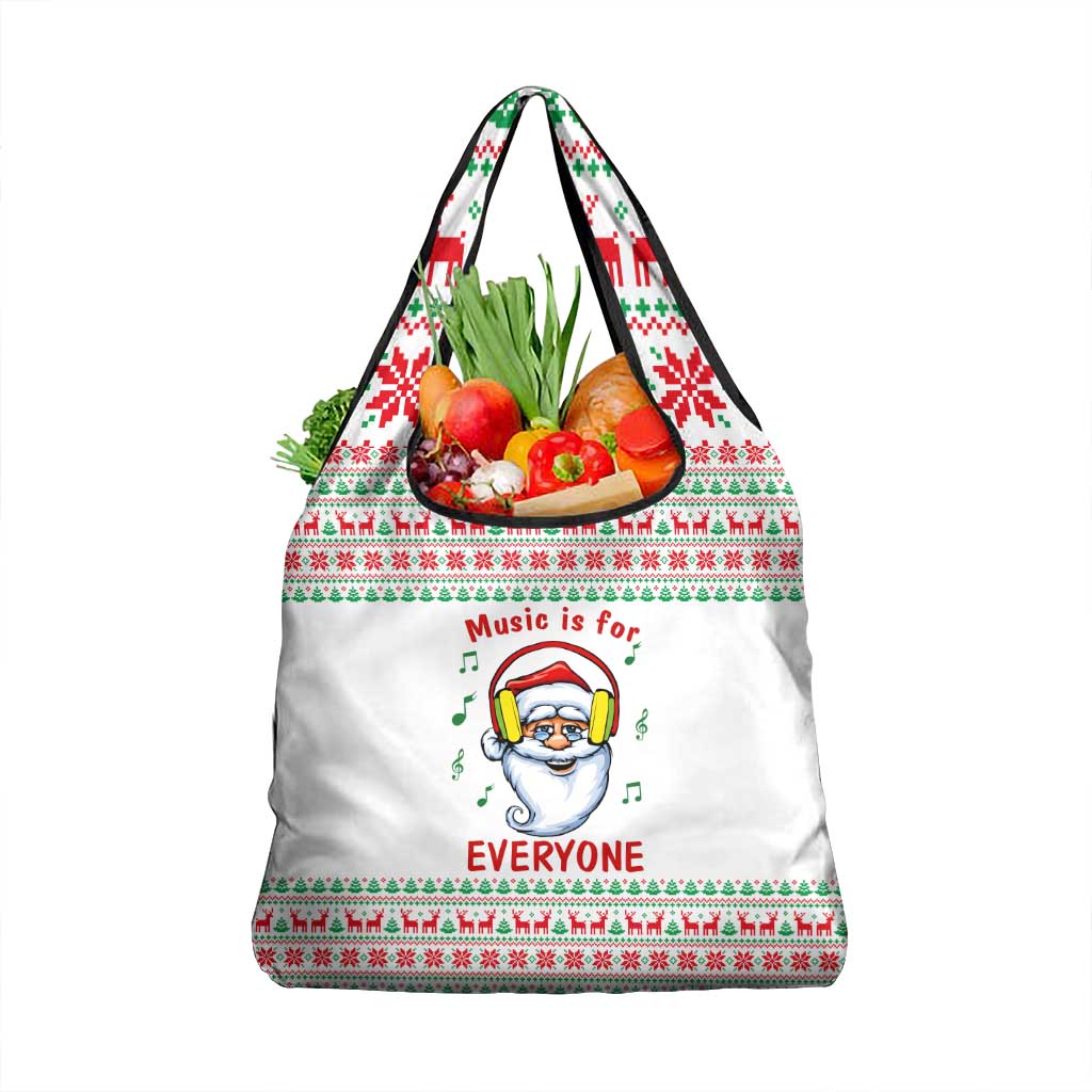 Funny Santa Music Is For Everyone Christmas Grocery Bag Xmas Holiday Patterns - Wonder Print Shop
