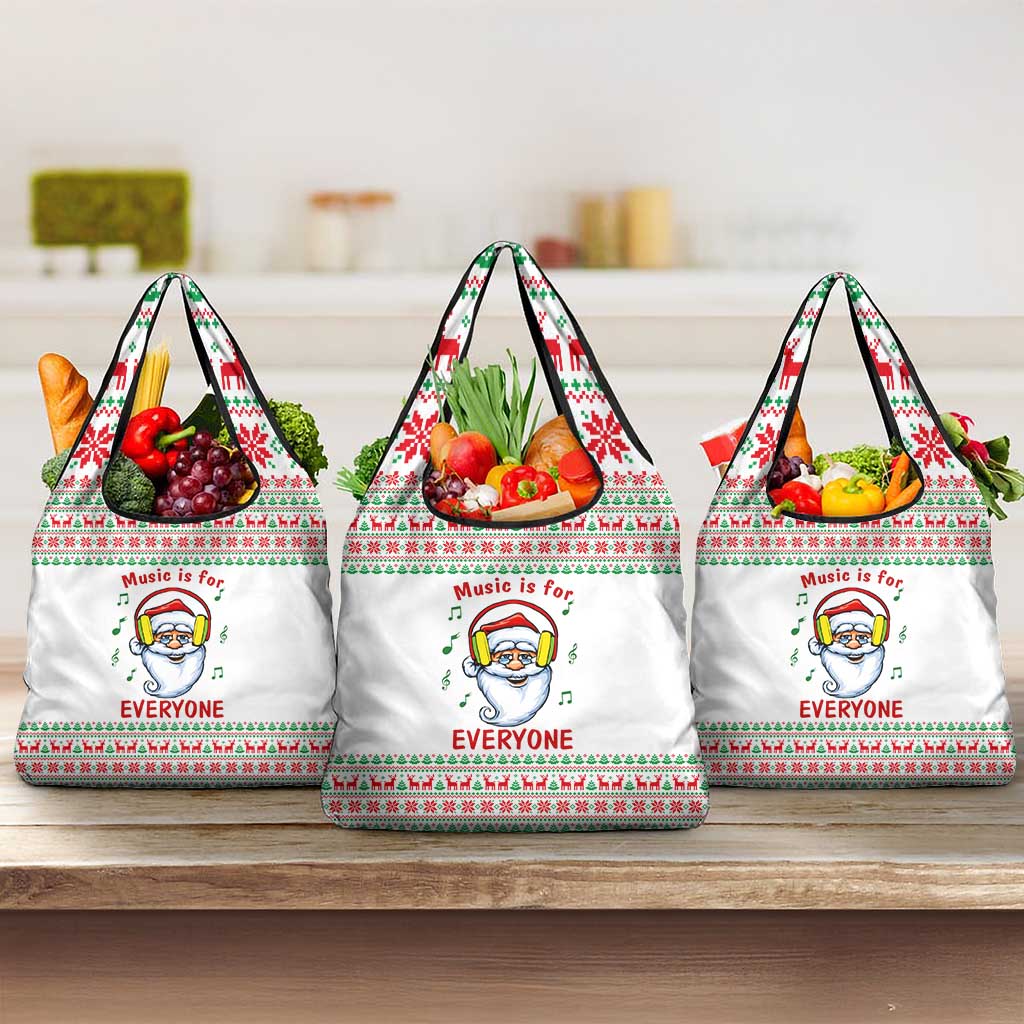 Funny Santa Music Is For Everyone Christmas Grocery Bag Xmas Holiday Patterns - Wonder Print Shop